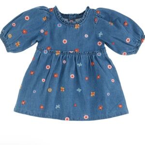 BRAND NEW! Mud Pie Denim Embroidered Toddler Dress 2T